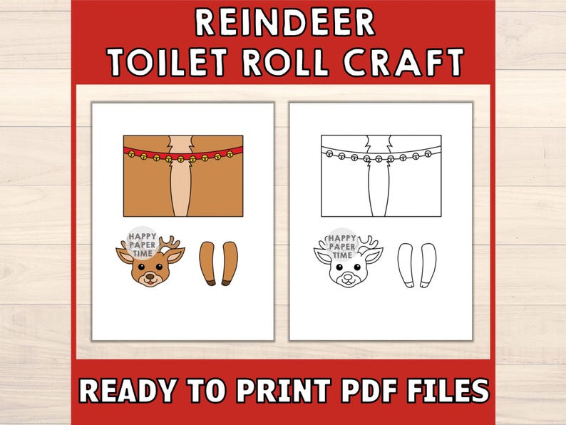 Reindeer Toilet Paper Roll Craft Christmas Party Coloring Printable ...