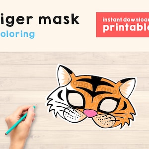 Tiger mask printable Tiger costume mask Tiger party Jungle Animal mask Jungle Party favor Animal Printable mask - Instant Download