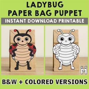 Coccinella in carta, burattino, stampabile, primavera, insetti, animali, attività artigianale, ritaglia, incolla, colora, bomboniera, download immediato