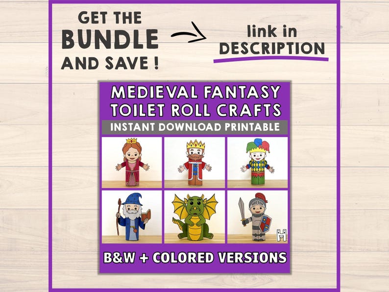 King Toilet Paper Roll Craft Medieval Fantasy Party Coloring Printable Decoration Kids Play Cut out Glue DIY - Instant Download image 7