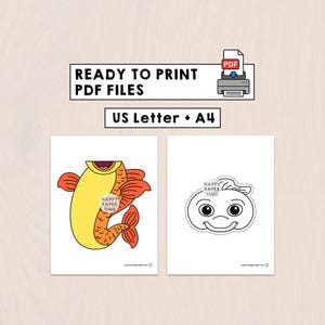 Goldfish Paper Bag Puppet Printable Pet Fish Animal Craft Activity Cut Paste Coloring Party Favor Instant Download image 4