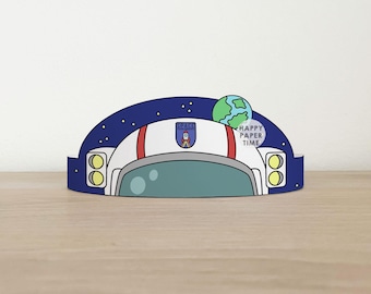 Astronaut Helmet Paper Crown Space Astronomy Party Printable Headband Kids Craft Community Costume Birthday Printable Favor Instant Download