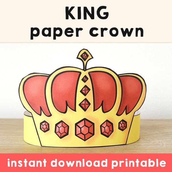 King Paper Crown prince gold Royal Printable Kids Craft Prince Birthday Party Printable Favor Prince Costume DIY Printable Instant Download