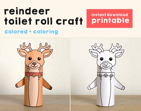 Reindeer Toilet Paper Roll Craft Christmas Party Coloring