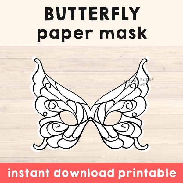 Butterfly Mask Printable Butterfly Party Gift Favor Printable Girl Birthday Party Printable Mask Kids Party Activity - Instant Download