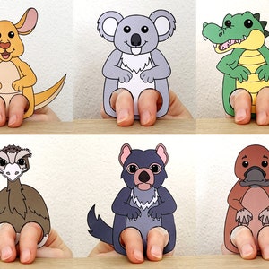 Australian Animal Paper Craft Printable Finger Puppet Template Kids ...