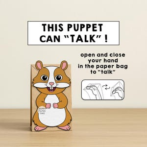 Hamster Papperspåse Marsvin Utskrivbar Husdjurspysselaktivitet Klipp Klistra Färgläggning Festgåva Direkt Nedladdning bild 7