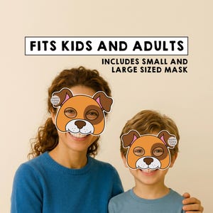 Dog paper mask costume pet animal coloring craft activity party favor animal printable mask - Instant Download PDF image 2