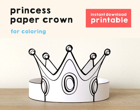 princess paper crown coloring printable kids craft princess etsy hong kong