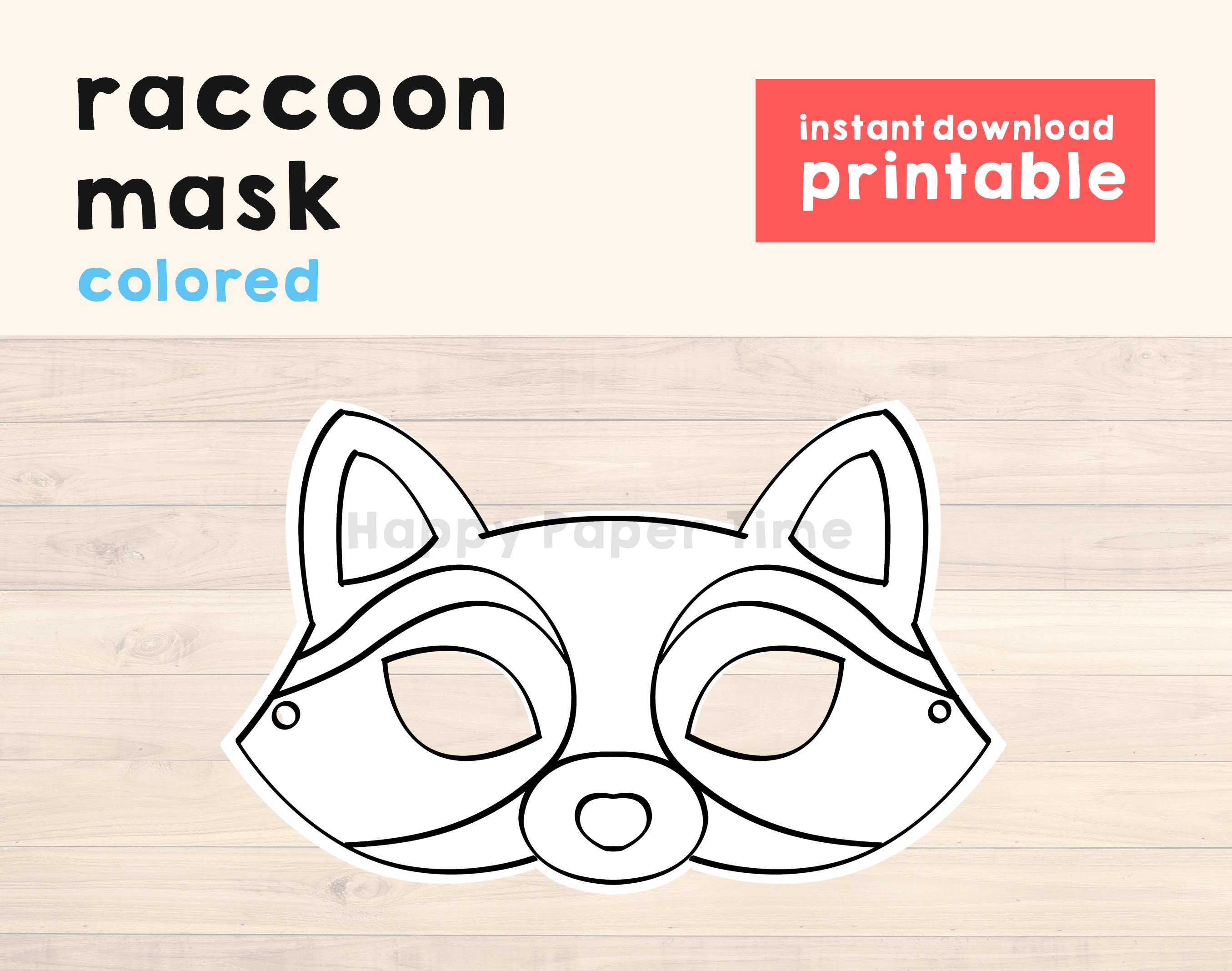 Raccoon Mask Animal Mask Printable Party Favor Woodland Party Etsy Espa a