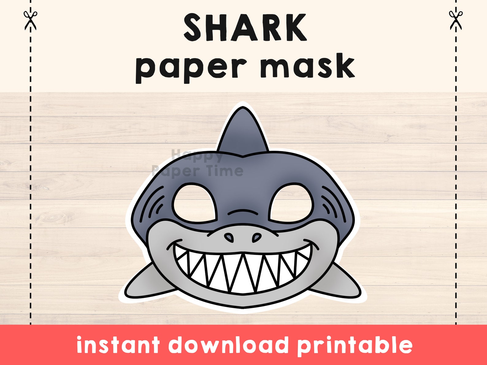 Shark Mask Shark Costume Sea Animal Mask Shark Party Shark Printable ...