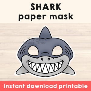 Shark mask shark costume Sea Animal Mask Shark Party Shark Printable Mask Kids Shark Birthday - Instant Download