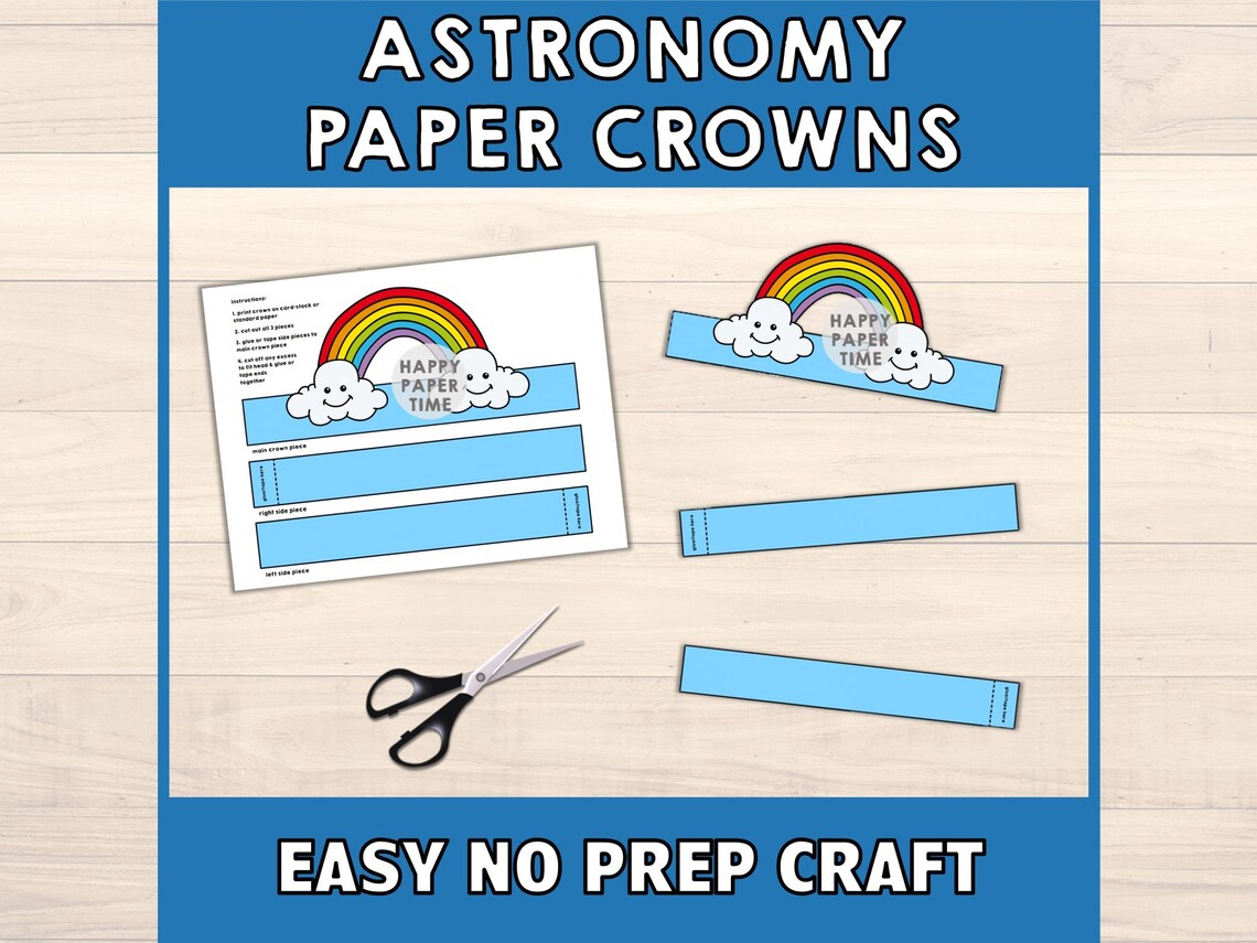 Astronomy Paper Crowns Sun Rainbow Moon Cloud Shooting Stars Printable ...