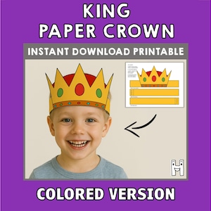König Papierkrone Vorlage Fantasy Mittelalter Party Stirnband Kostüm Printable Kids Craft Birthday Favor DIY - Instant Download
