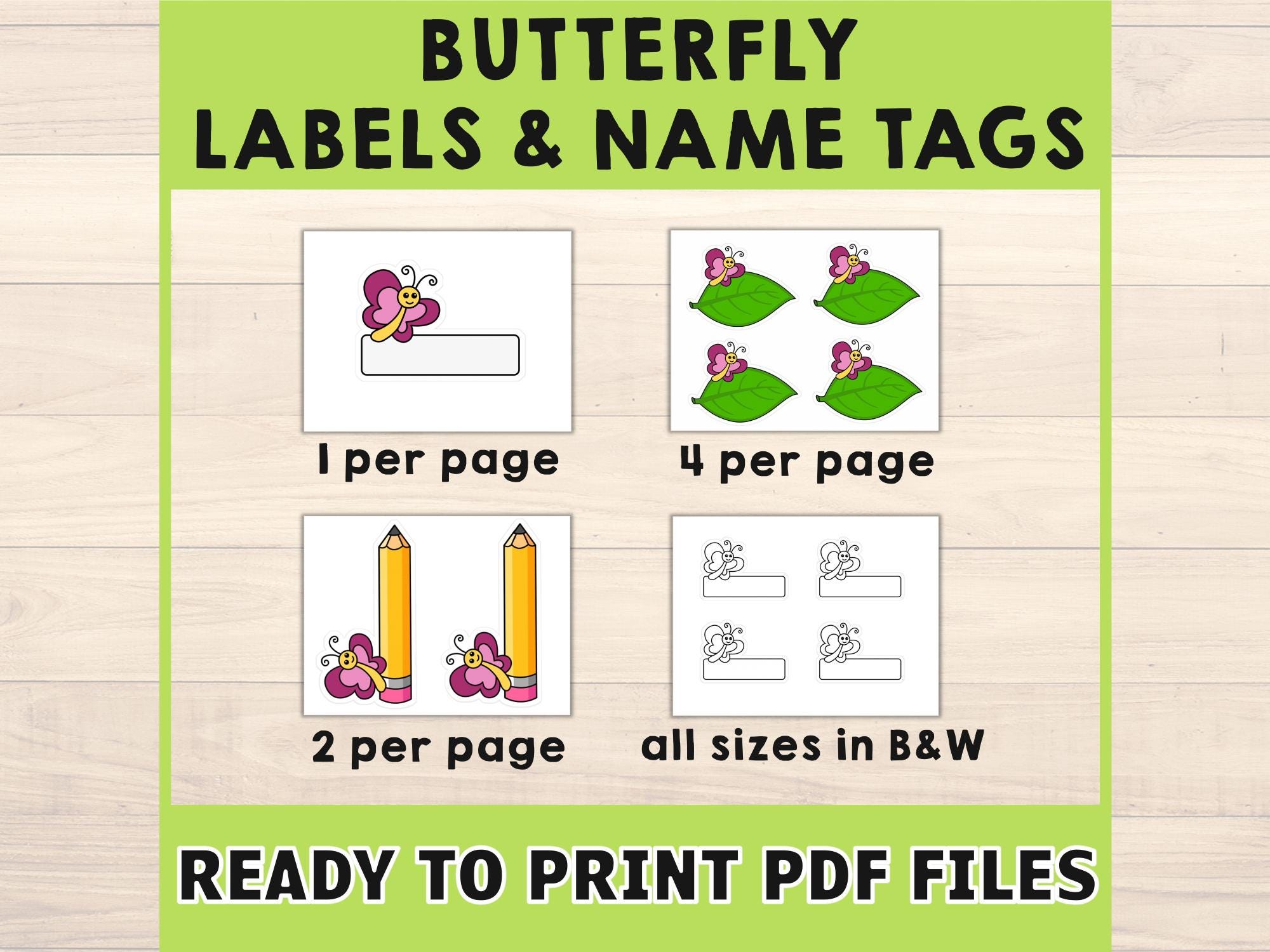 Butterfly Name Tags Classroom Labels Bug Insect Animal Spring Editable ...