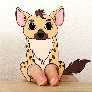 Hyena Paper Craft Printable African Animal Finger Puppet Kids Craft ...