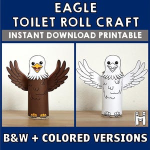 Adler Toilettenpapier Rolle Handwerk Amerika Symbol 4. Juli USA Weißkopfseeadler Färbung Druckbare Dekoration Kinder geschnitten, sofort Download
