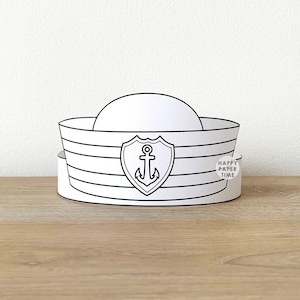 Sailor Hut Kappe Papier Krone Party Färbung druckbare Kinder Handwerk See Kostüm Geburtstag druckbare Favor Kostüm DIY - sofort Download