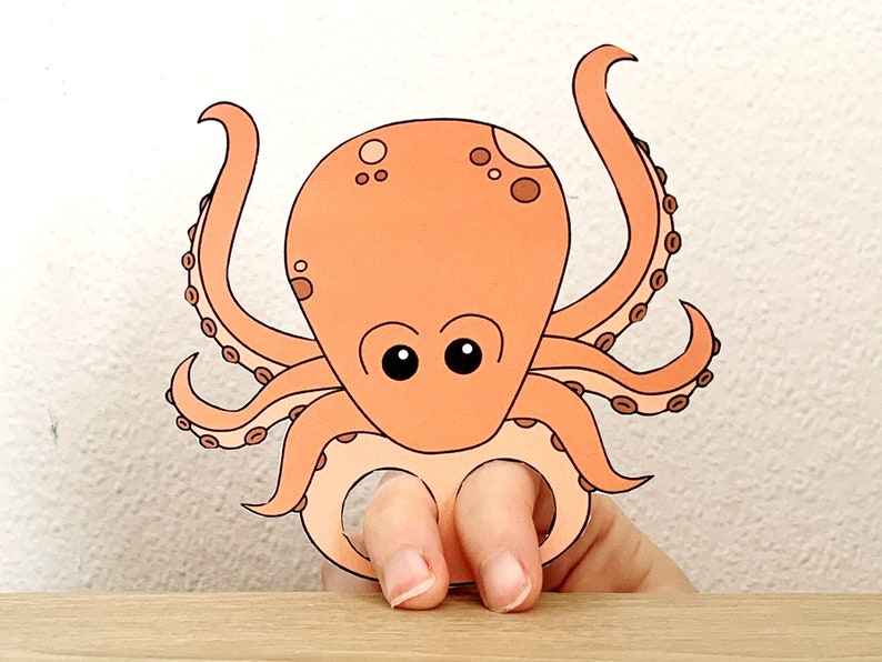 Octopus Paper Craft Printable Ocean Sea Animal Finger Puppet - Etsy