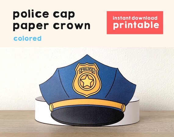 Police Cap Hat Paper Crown Party Pretend Play Printable Kids Etsy Police Cap Hat Paper Crown Party Pretend Play Printable Kids Etsy