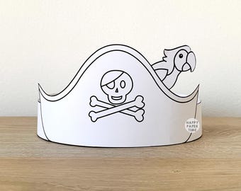 Pirate Hat Paper Crown template Pirate Captain Party Headband Coloring Printable Kids Craft Birthday Favor pdf favor DIY - Instant Download