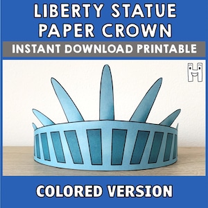 Corona di carta della Statua della Libertà, stampabile, per bambini, attività di compleanno, festa, bomboniera, costume americano fai da te, stampabile - Download immediato
