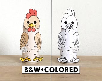 Kip toiletpapier rol Ambachtelijk boerderijdier feestkleuring afdrukbare decoratie kinderen spelen kniplijm DIY - direct downloaden