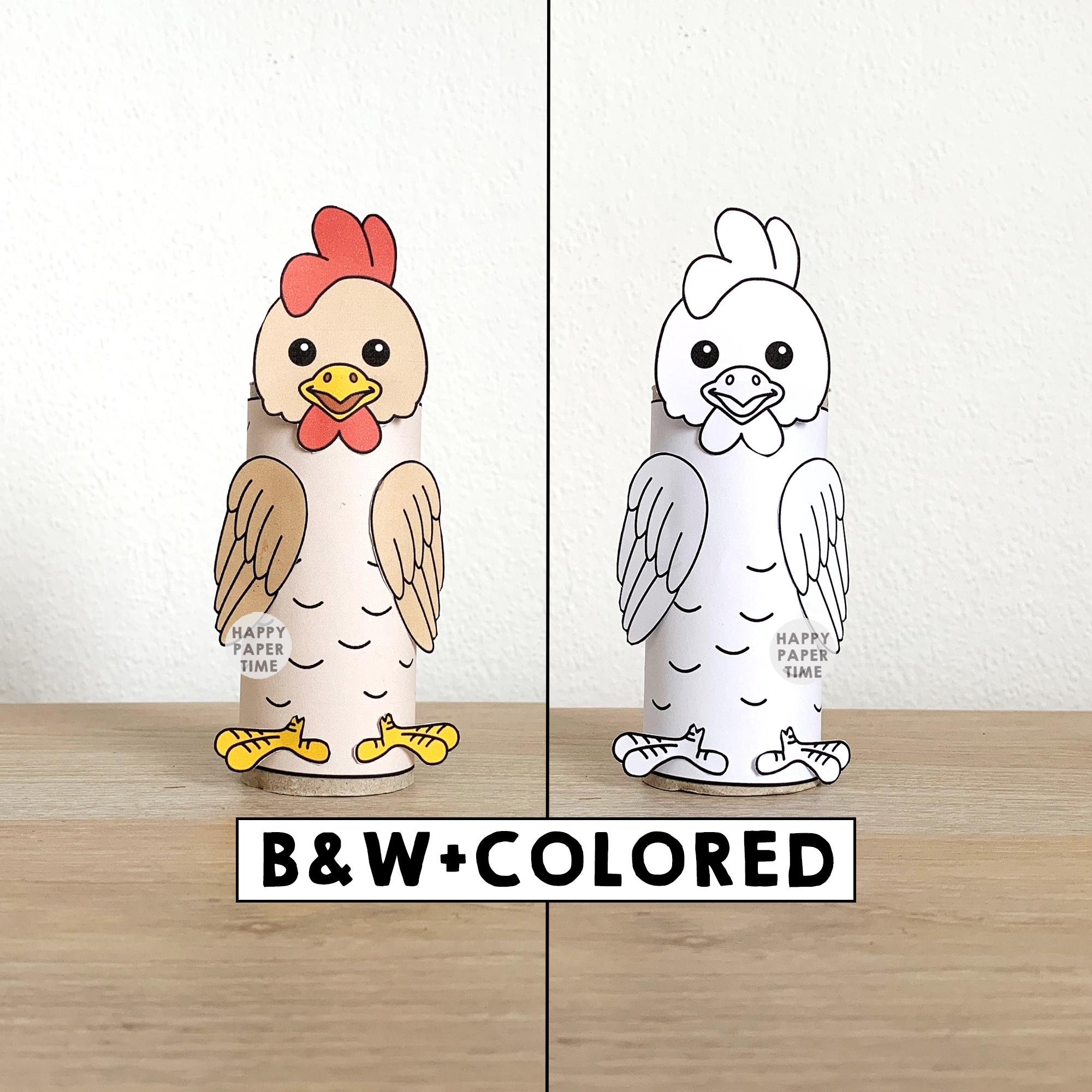 Chicken Toilet Paper Roll Craft Farm Animal Party Coloring Printable…