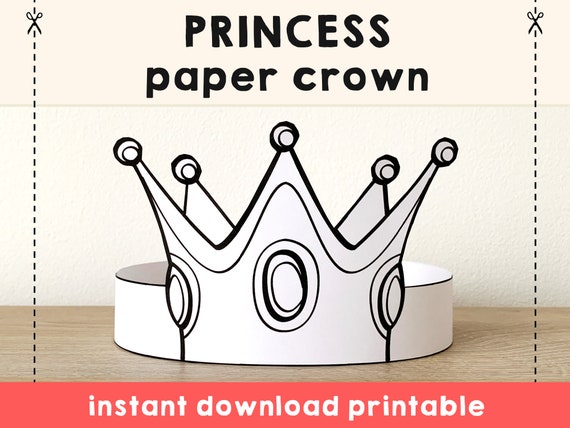 Princess Paper Crown Coloring Printable Kids Craft Princess Birthday Party  Printable Favor Princess Costume DIY Printable Instant Download -   Denmark