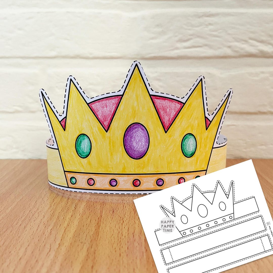 King Paper Crown Template Fantasy Medieval Party Headband Coloring ...