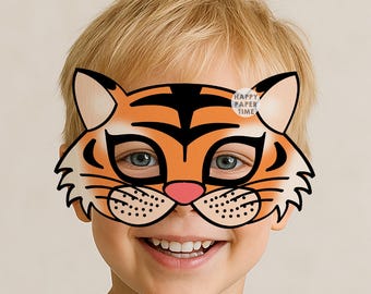 Tiger Maske druckbare Gastgeschenk Tiger Kostüm Maske Tiger Party Dschungeltier Maske Dschungel Party Tier druckbare Maske - Instant Download