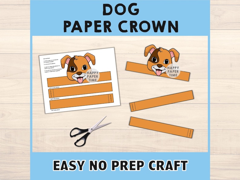Dog Paper Crown Headband Pet Animal Printable Kids Craft Puppy Party ...