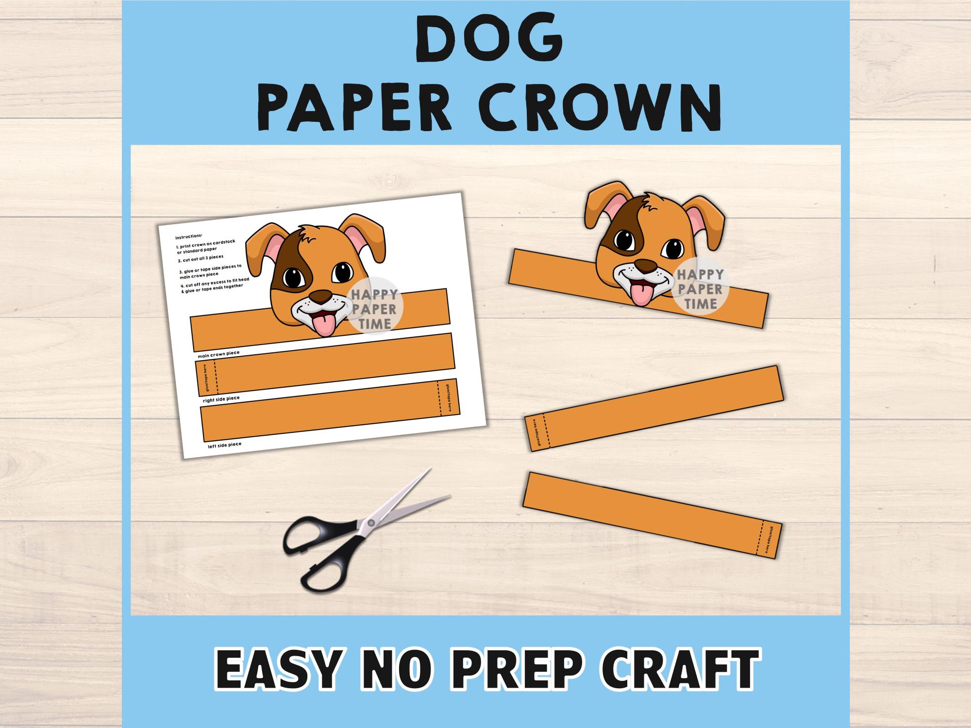 Dog Paper Crown Headband Pet Animal Printable Kids Craft Puppy Party ...