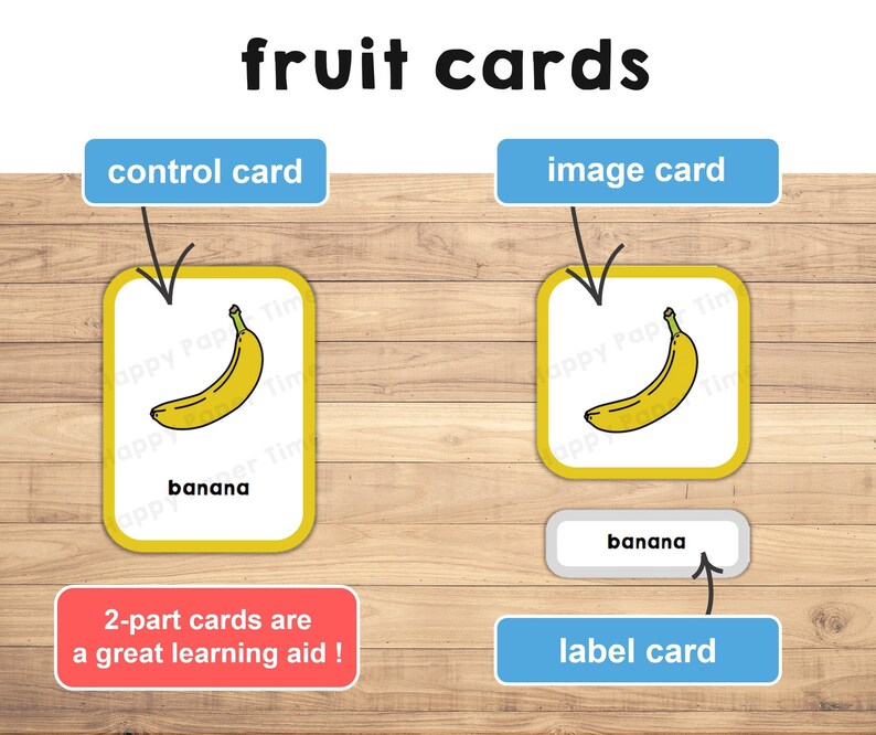 Fruits Flash Cards Printable Montessori Materials Preschool Homeschool ...