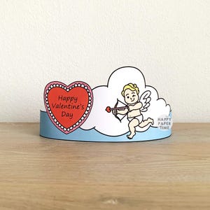 Valentine's Day Paper Crown Party Activity Cupid Printable Kids Easy Craft Heart Sweet table Decoration pdf favor DIY - Instant Download