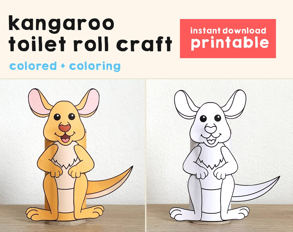Kangaroo Toilet Paper Roll Craft Australian Animal Party Etsy