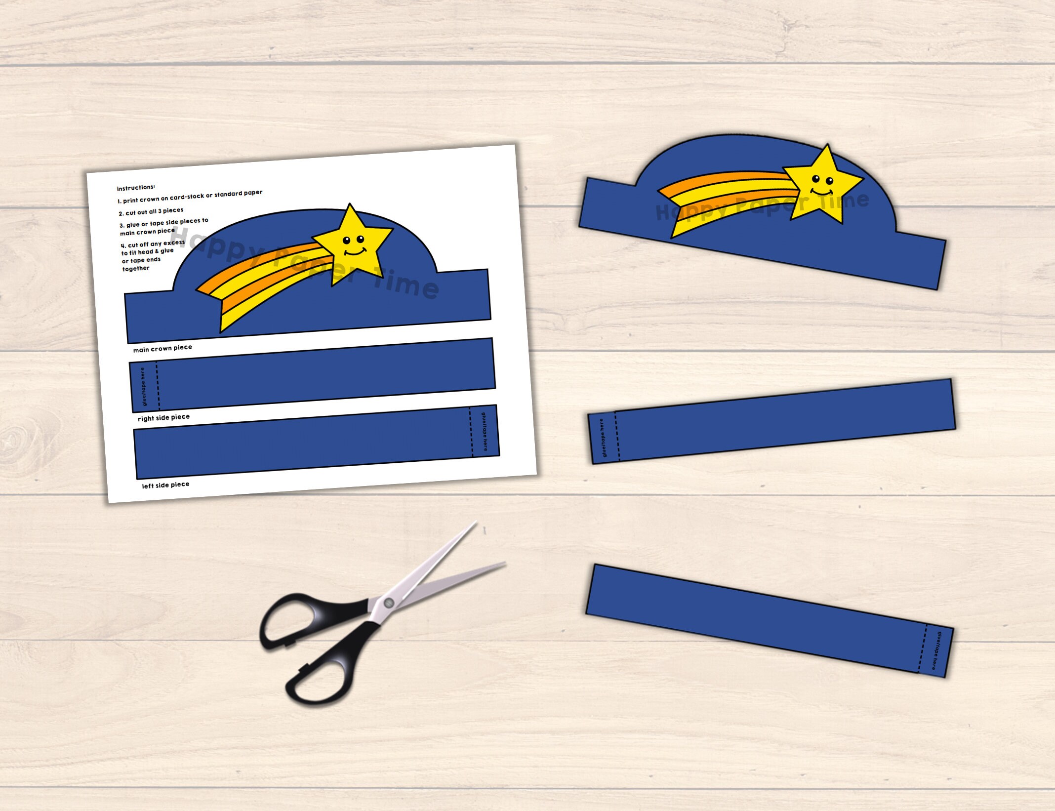 24 Corone Di Carta Per Studenti Stelle - WaaHome, Cappelli Premi Per Classe, Regolabili Con Elastico, Per Asilo E Scuola Elementare - 3