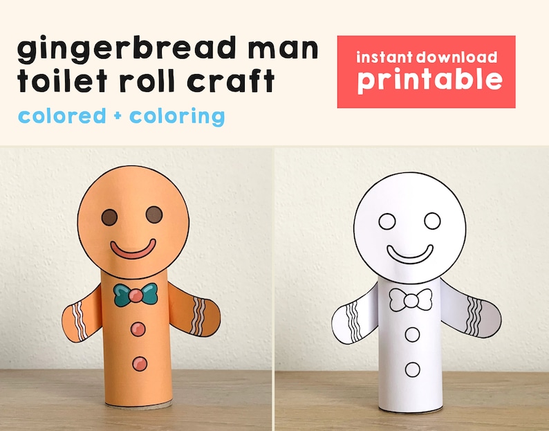 Gingerbread Man Toilet Paper Roll Craft Christmas Party Etsy