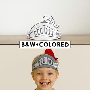 Ridder papier helm kroon sjabloon Fantasy Party hoofdband kleuren afdrukbare Kids Craft verjaardag gunst pdf gunst DIY - direct downloaden