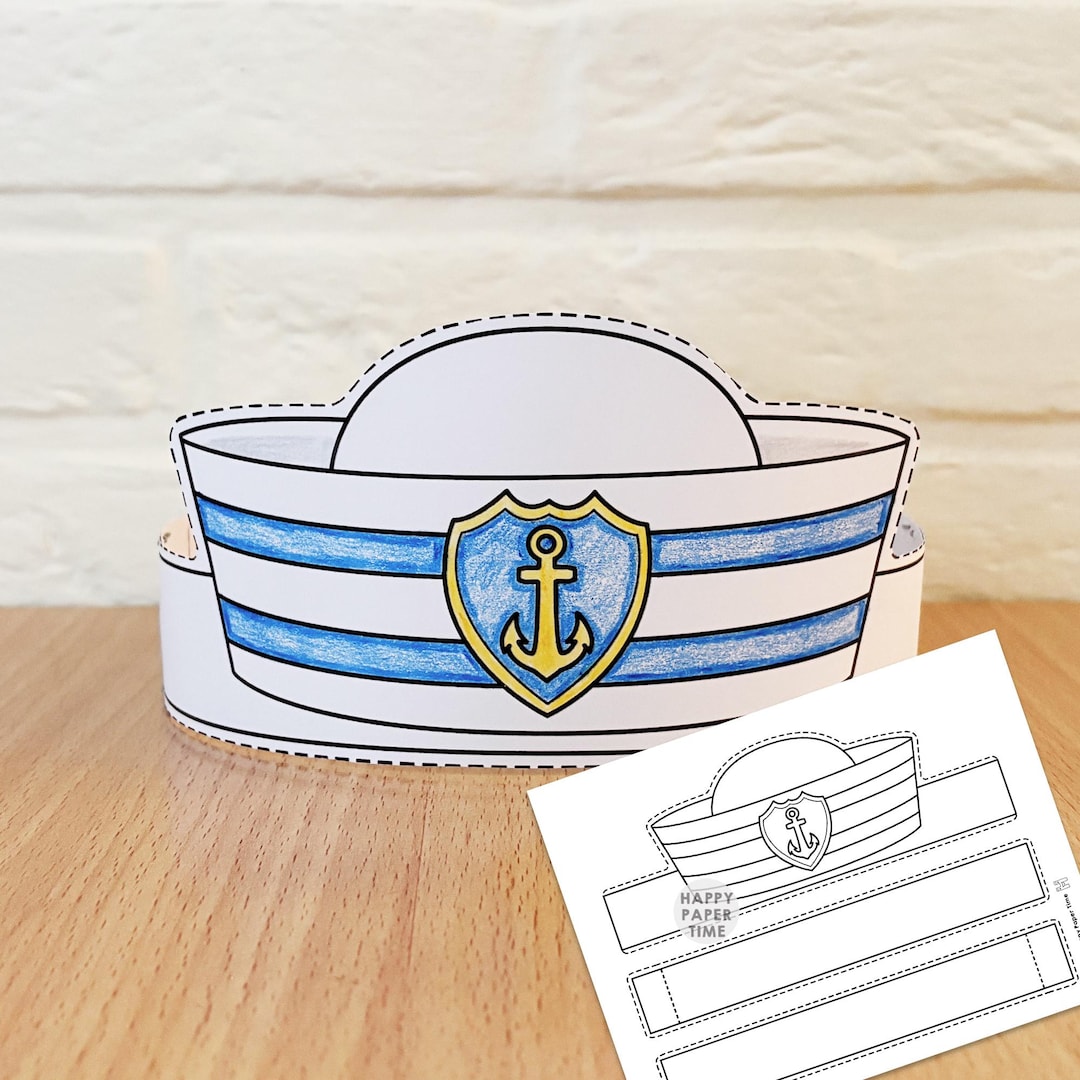 Sailor Hat Cap Paper Crown Party Coloring Printable Kids Craft Sea ...