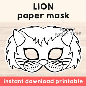 Lion mask printable Lion costume mask Lion party Jungle Animal mask Jungle Party favor Animal Printable mask - Instant Download