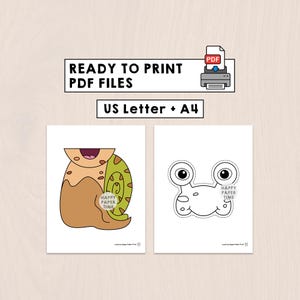 Snail Paper Bag Puppet Printable Spring Bugs Insects Animal Craft Activity Cut Paste Coloring Party Favor Instant Download image 4