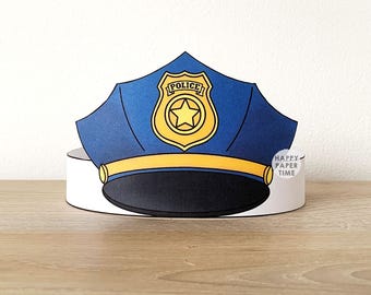 Politiepet hoed Paper Crown Party fantasiespel afdrukbare Kids Craft politieagent kostuum verjaardag afdrukbare gunst pdf kostuum direct downloaden