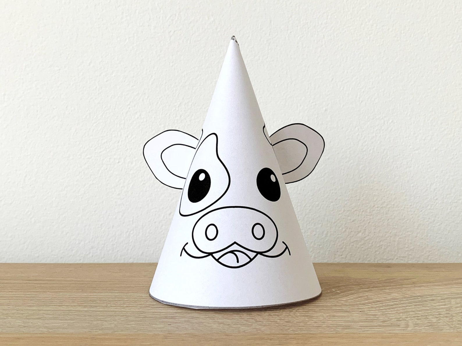 Cow Party Hat Paper Printable Template Print Out Farm Animal - Etsy