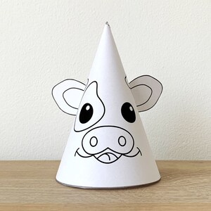 Cow Party Hat Paper Printable Template Print Out Farm Animal Table ...