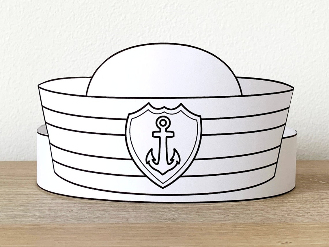 sailor-hat-cap-paper-crown-party-coloring-printable-kids-craft-etsy