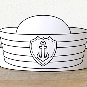 Sailor Hat Cap Paper Crown Party Coloring Printable Kids Craft Sea ...