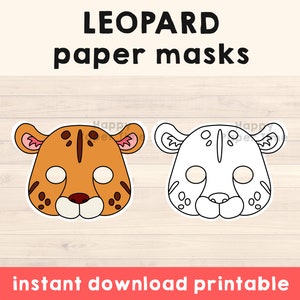 Leopard Jaguar Mask Costume Animal Mask Printable Party Favor Safari Jungle Party Printable Mask Kids Favor Printable - Instant Download