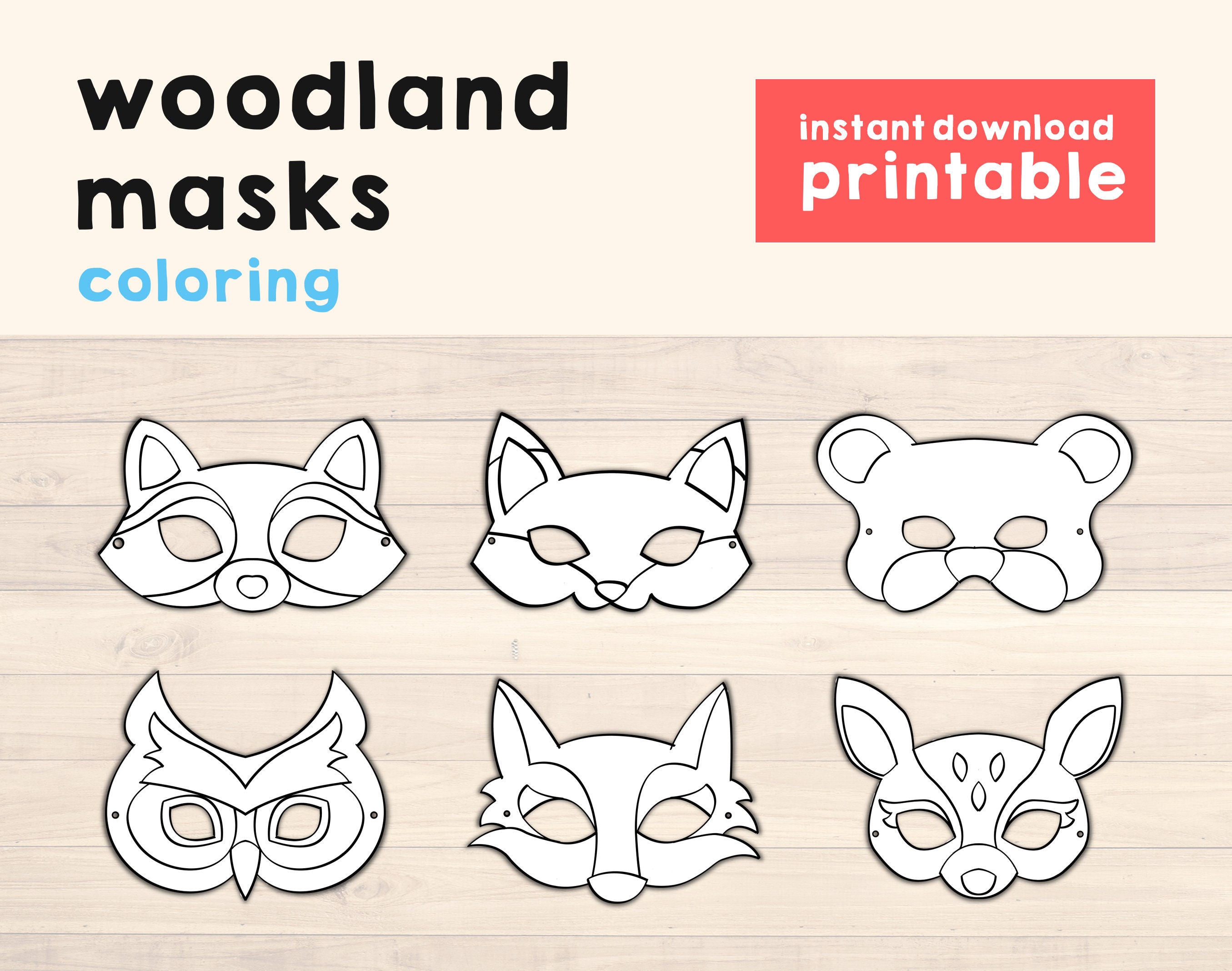 Fox Mask Wolf Mask Animal Masks Animal Party Printable - Etsy