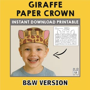 Giraffe ears Paper Crown Party Coloring Printable Kids Craft safari africa Costume Birthday Printable Favor Costume DIY - Instant Download